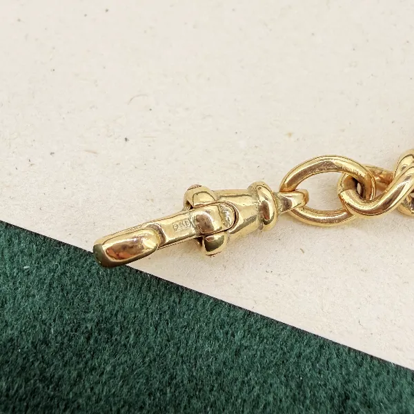 Birmingham 1993! 9ct Yellow Gold Figaro Link Albert Chain — image 7