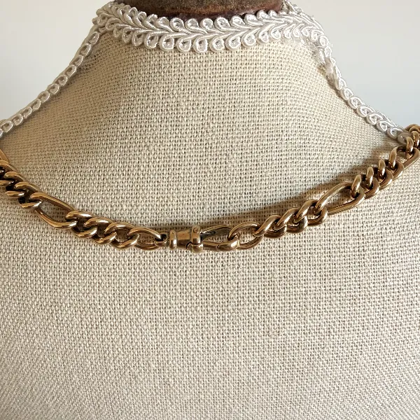 Birmingham 1993! 9ct Yellow Gold Figaro Link Albert Chain — image 10