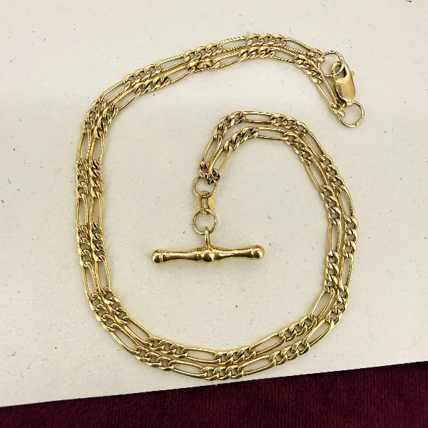 Birmingham 1995! Vintage 9ct Yellow Gold Albert Style Figaro Chain — image 2