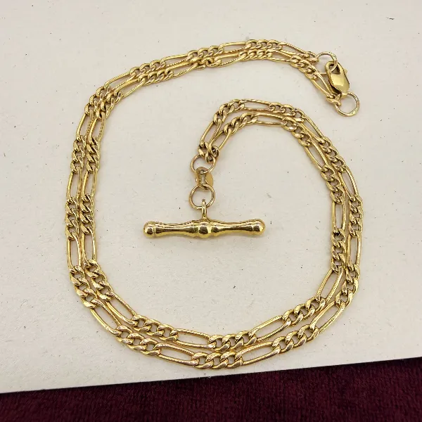 Birmingham 1995! Vintage 9ct Yellow Gold Albert Style Figaro Chain — image 3