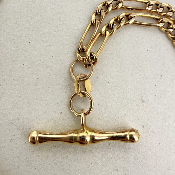 Birmingham 1995! Vintage 9ct Yellow Gold Albert Style Figaro Chain — image 4