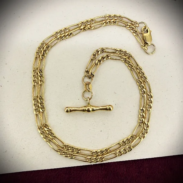 Birmingham 1995! Vintage 9ct Yellow Gold Albert Style Figaro Chain