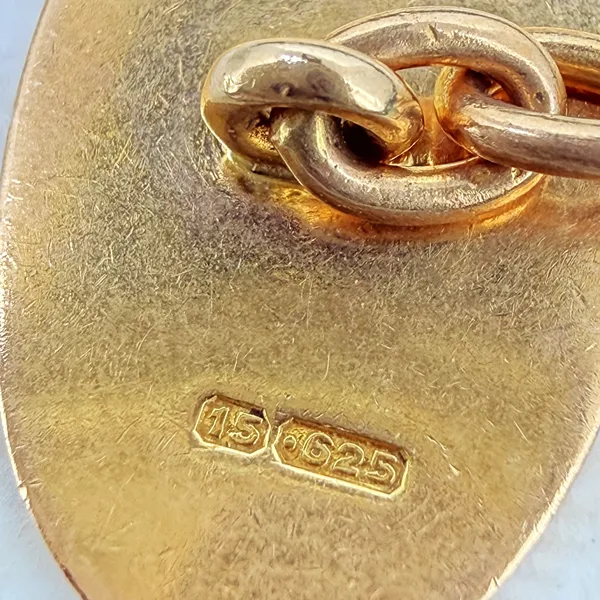 Birmingham 1919! Antique 15ct Yellow Gold Engraved Floral Cufflinks — image 8