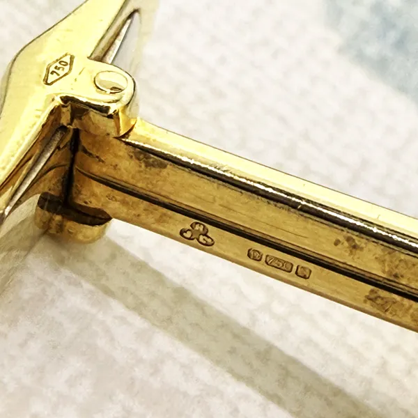 Sheffield 1992! Vintage 18ct Yellow Gold Blue Enamelled Cufflinks — image 7
