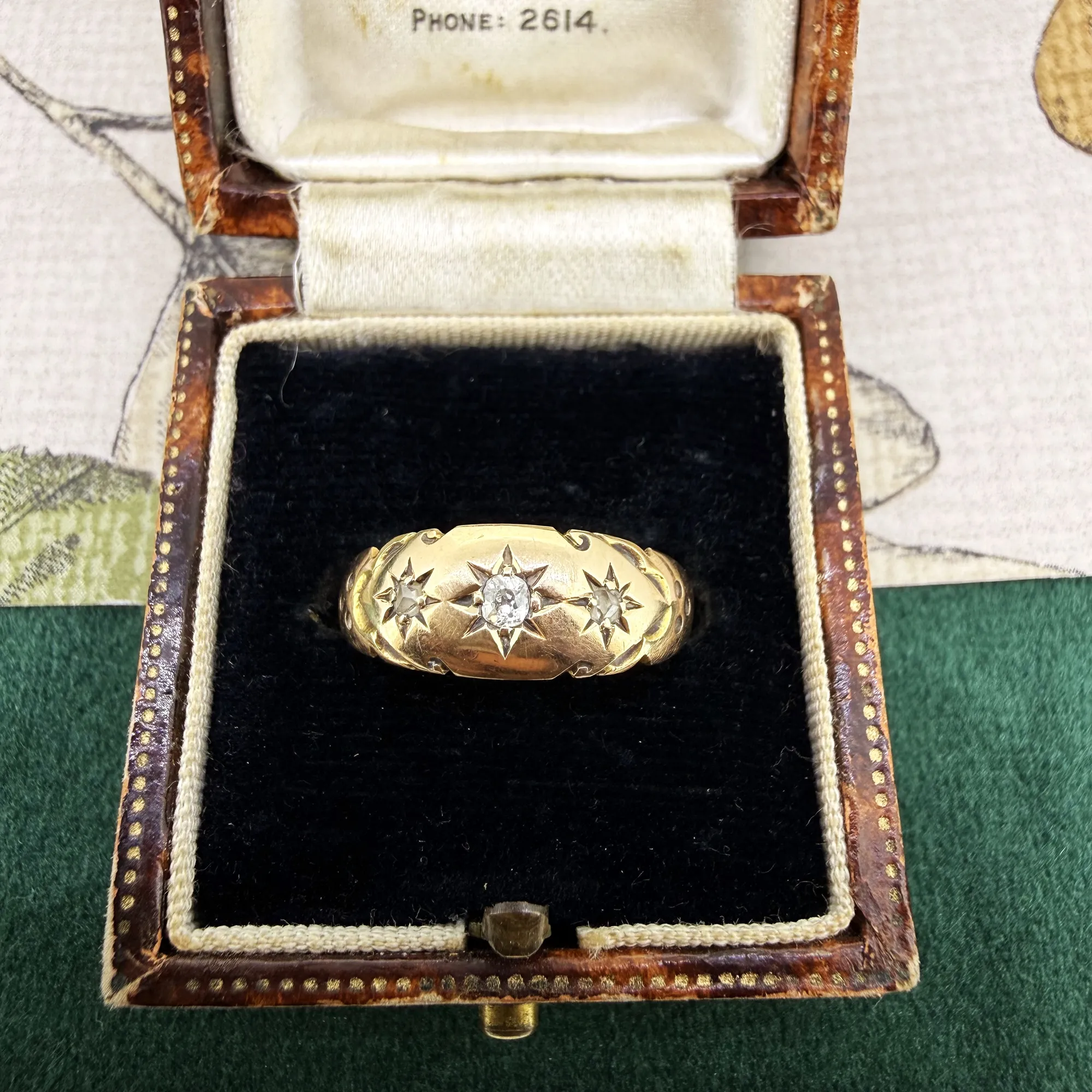 Victorian 15ct Yellow Gold Diamond Gypsy Ring, Birmingham 1892 — image 2