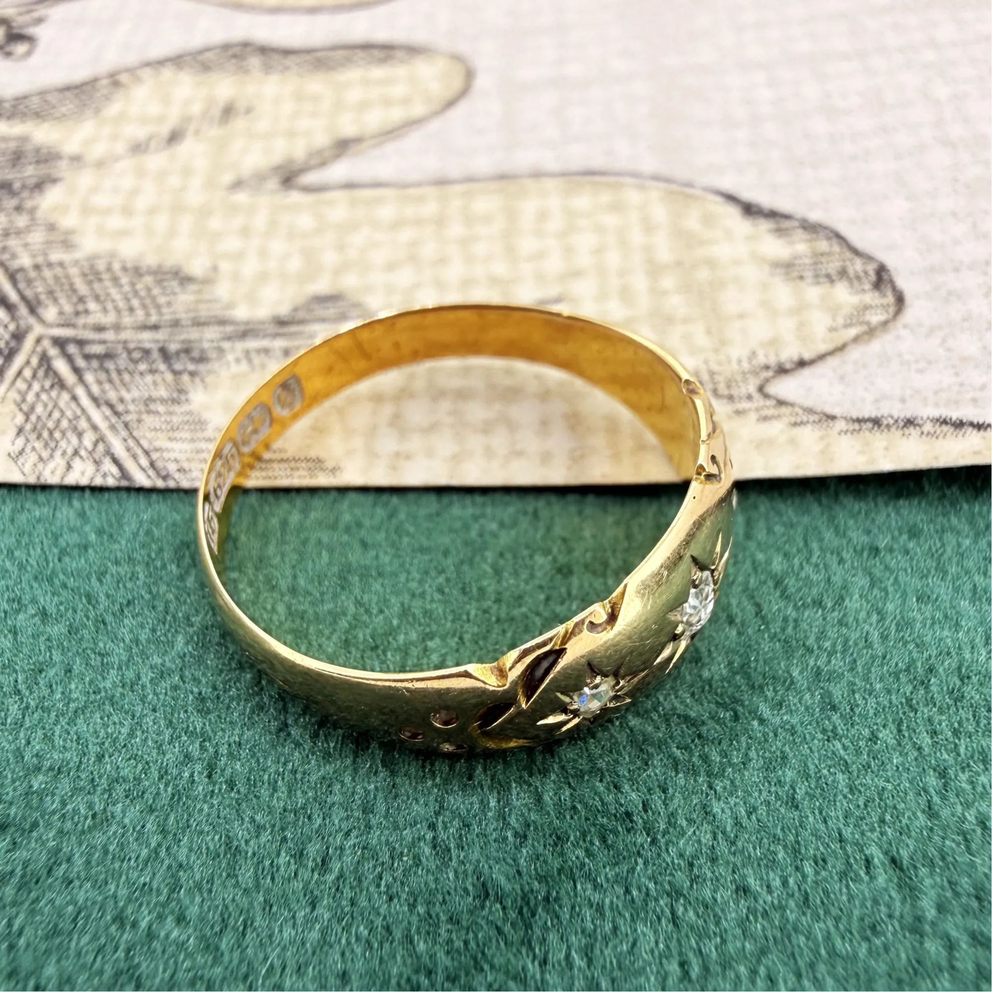 Victorian 15ct Yellow Gold Diamond Gypsy Ring, Birmingham 1892 — image 7