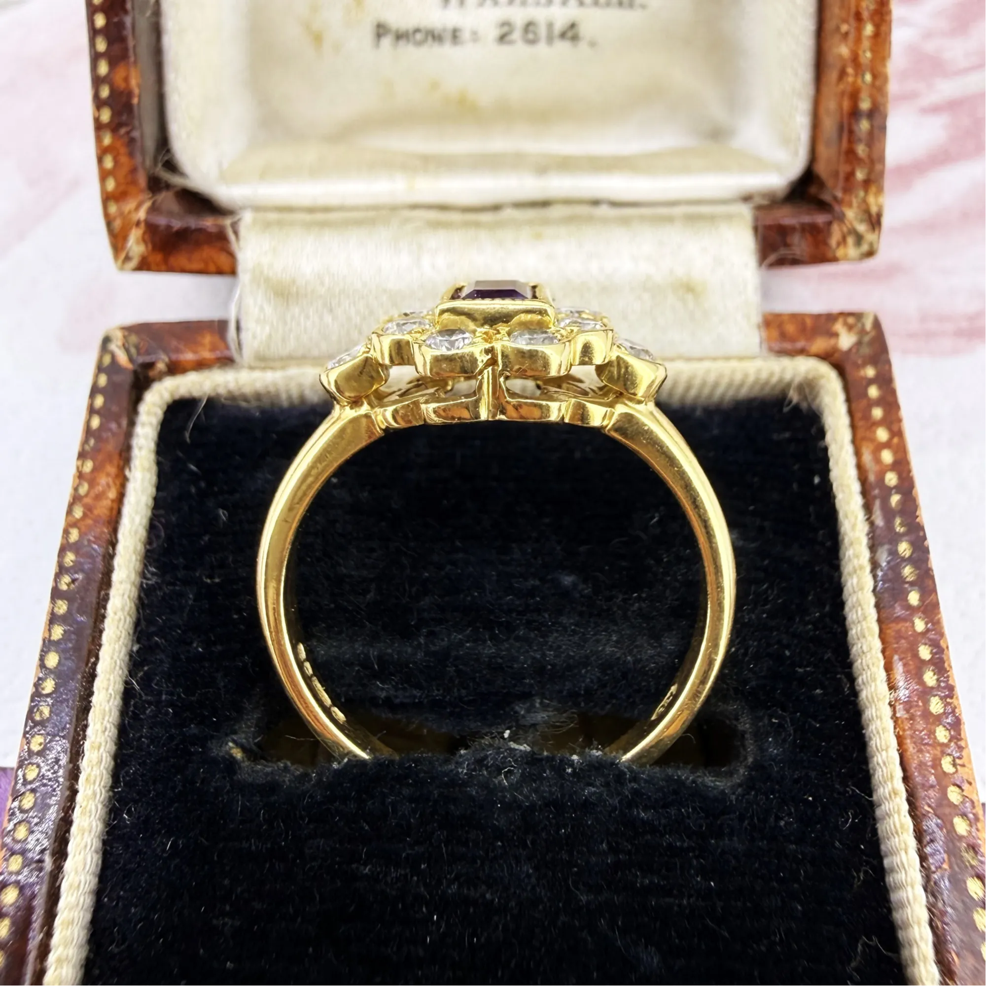 18ct Yellow Gold Art Deco-Inspired Amethyst & Diamond Ring, London 1995 — image 9