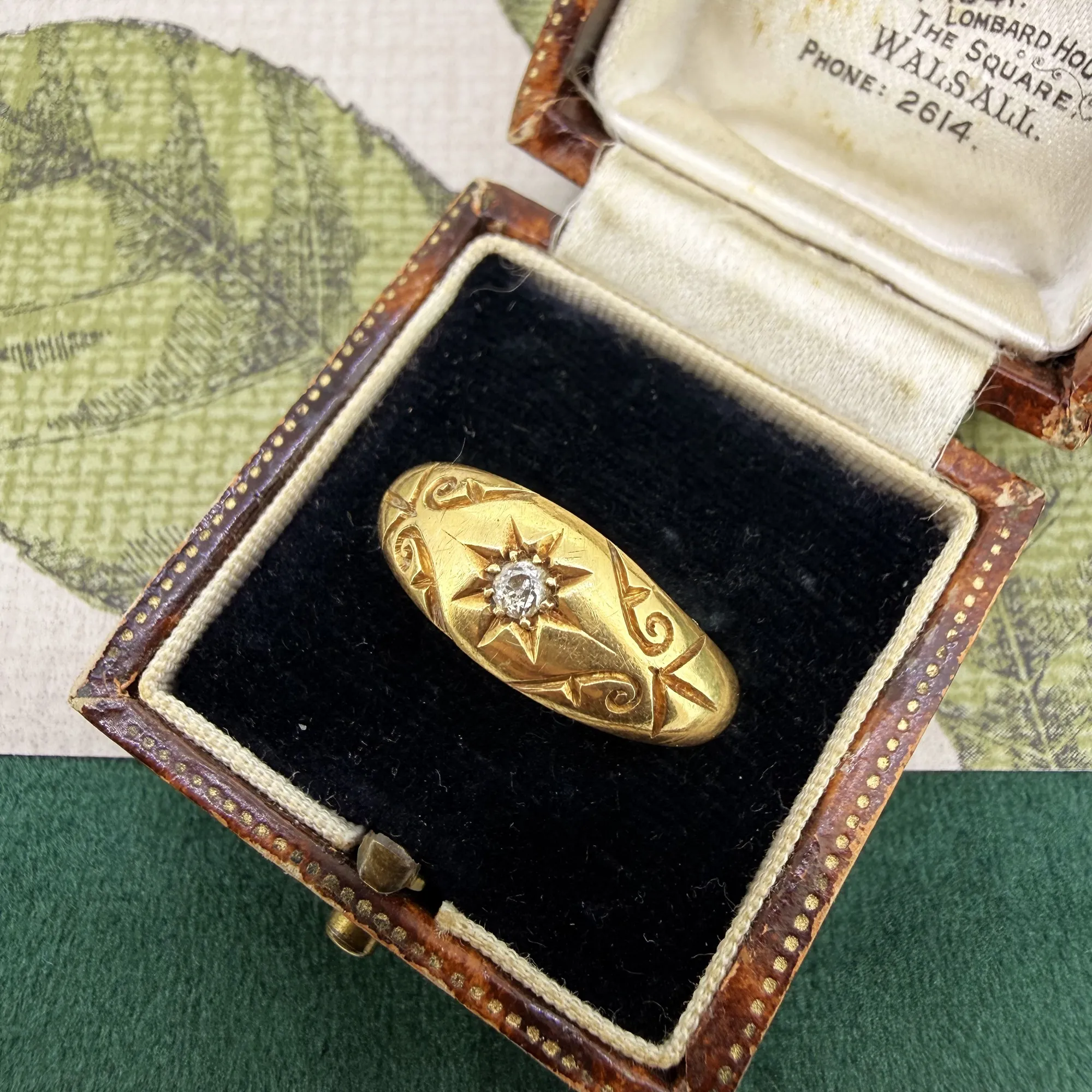 Antique 18ct Gold Diamond Starburst Ring, Birmingham 1912 — image 3