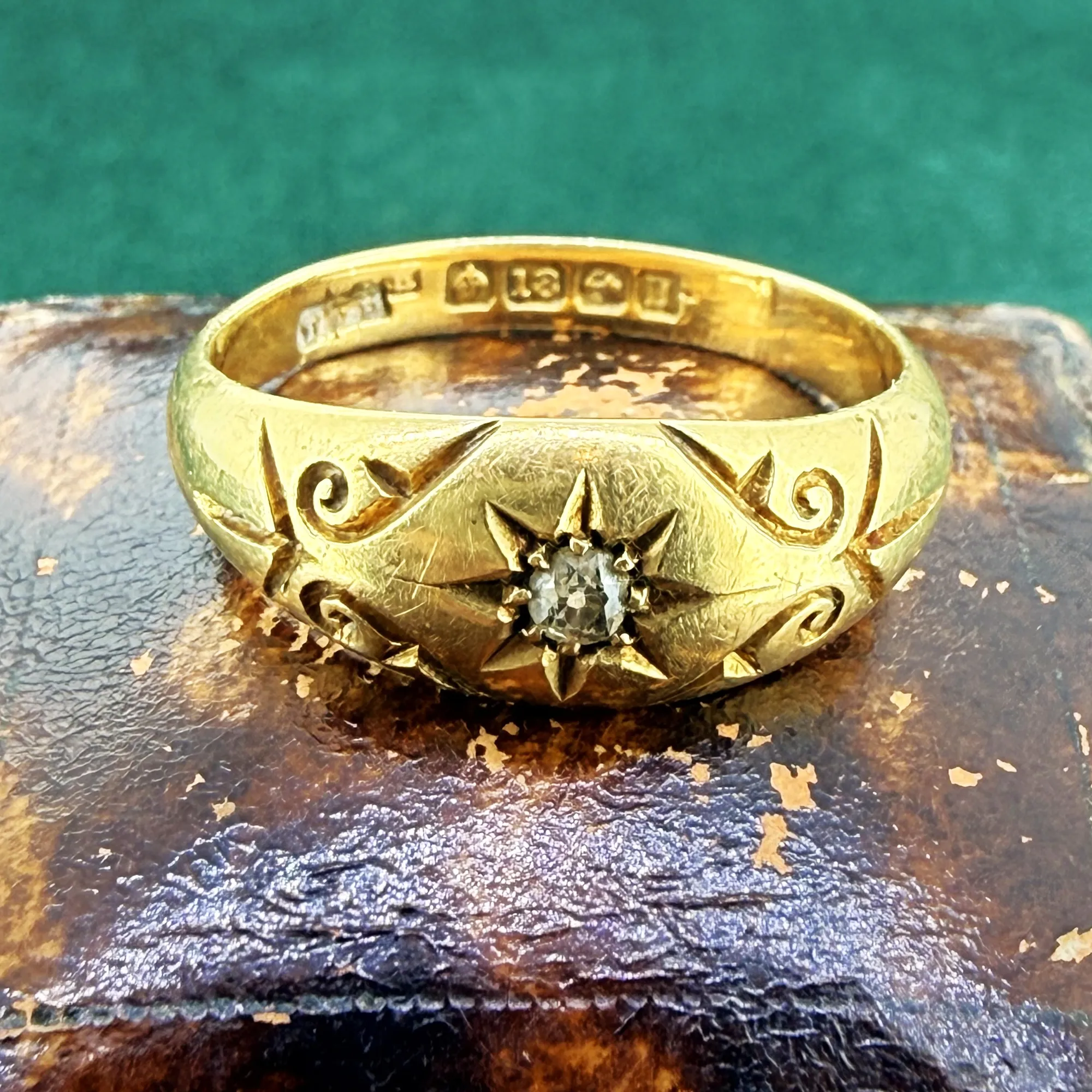 Antique 18ct Gold Diamond Starburst Ring, Birmingham 1912 — image 4
