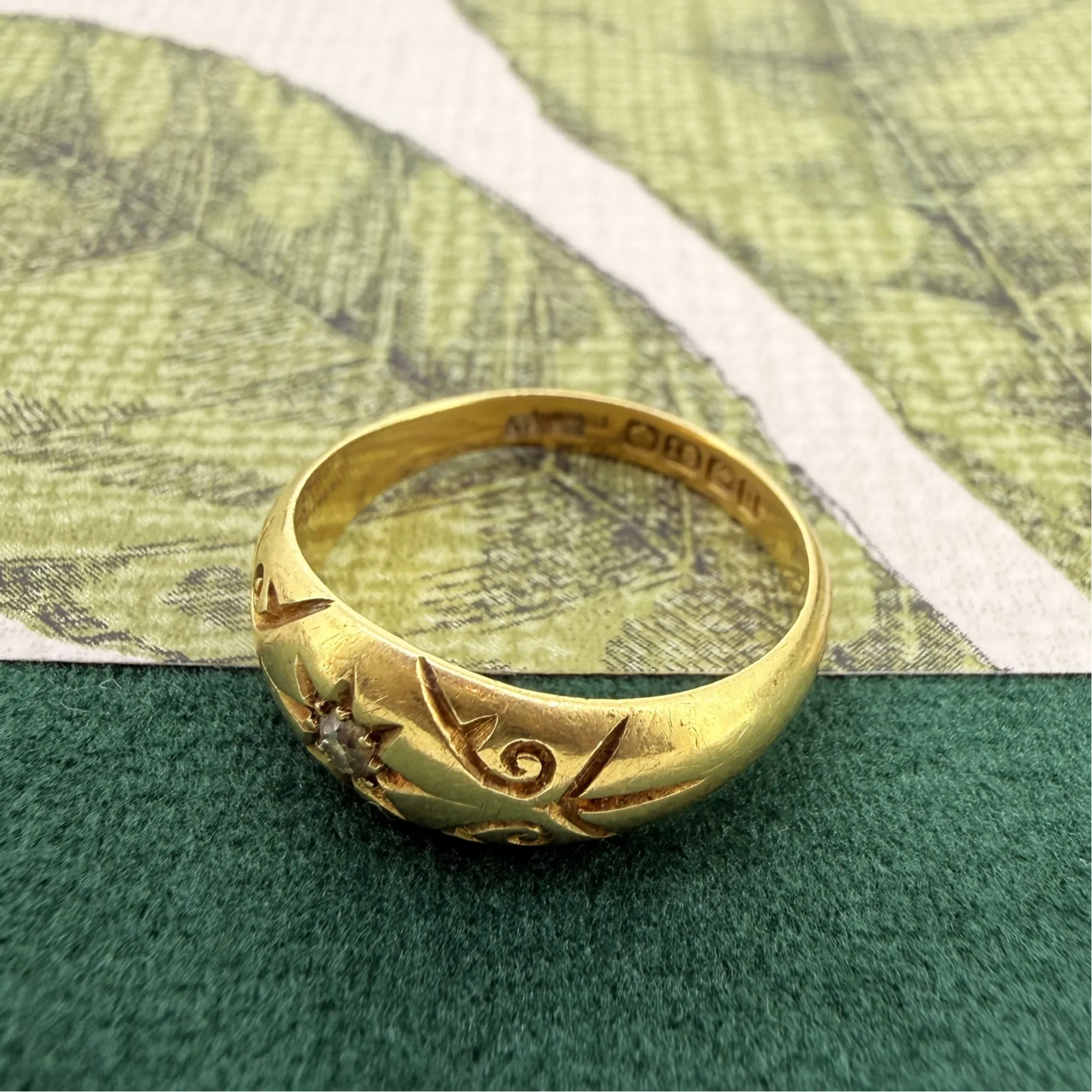 Antique 18ct Gold Diamond Starburst Ring, Birmingham 1912 — image 6