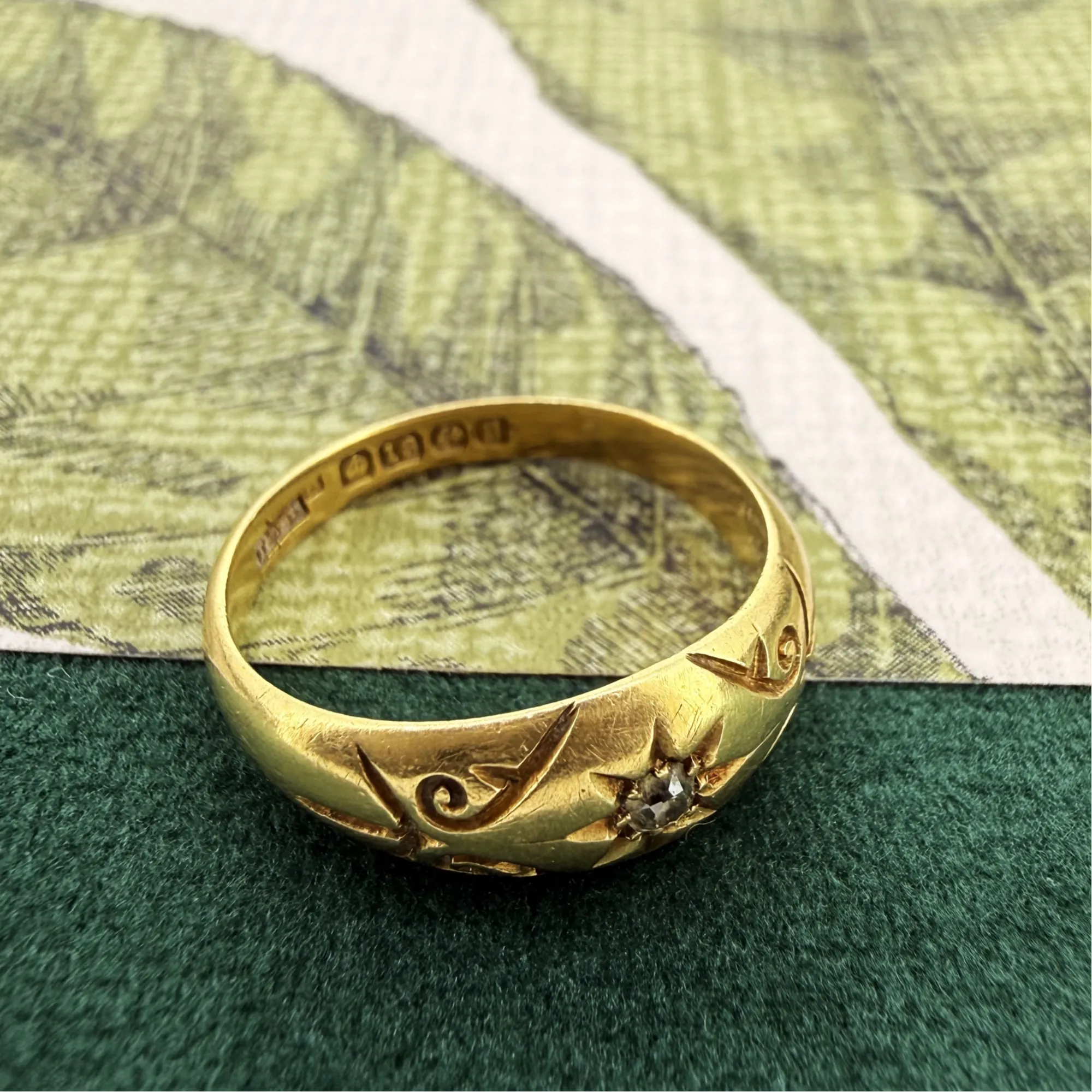 Antique 18ct Gold Diamond Starburst Ring, Birmingham 1912 — image 7