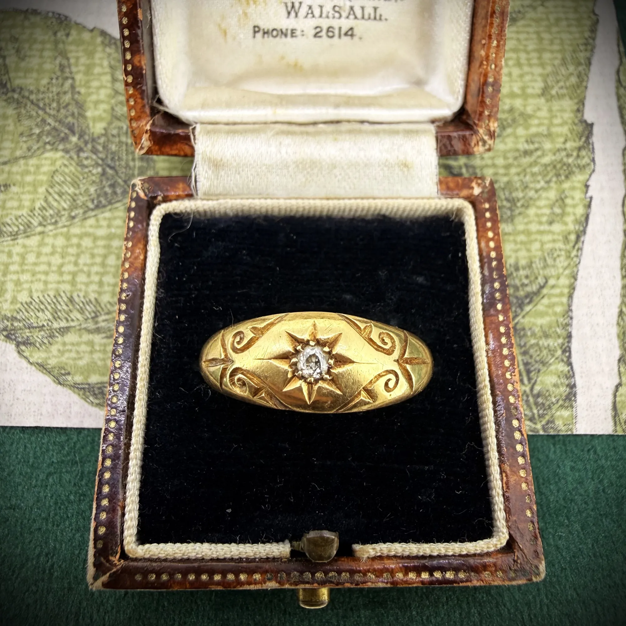 Antique 18ct Gold Diamond Starburst Ring, Birmingham 1912