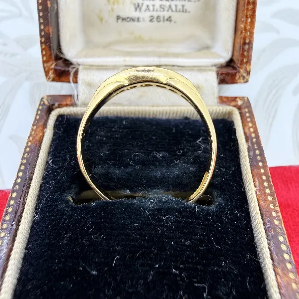 Chester 1906! Edwardian 18ct Gold Ruby & Diamond Boat Ring — image 9
