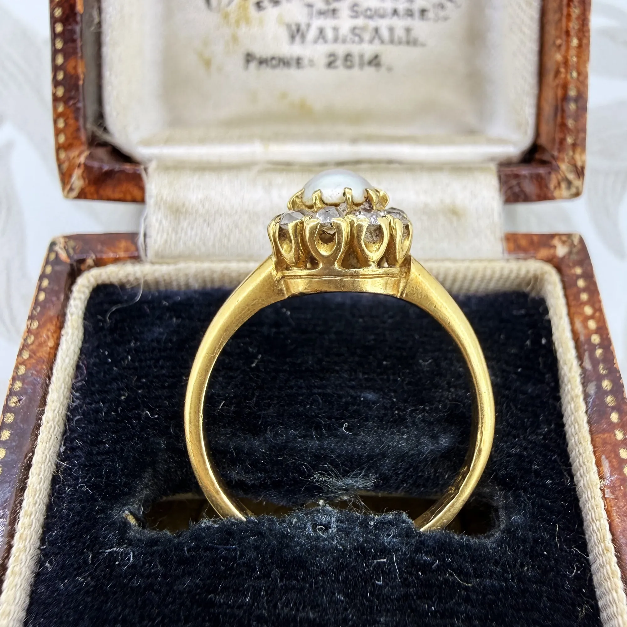 Antique 18ct Gold Pearl and Diamond Cluster Ring — image 8
