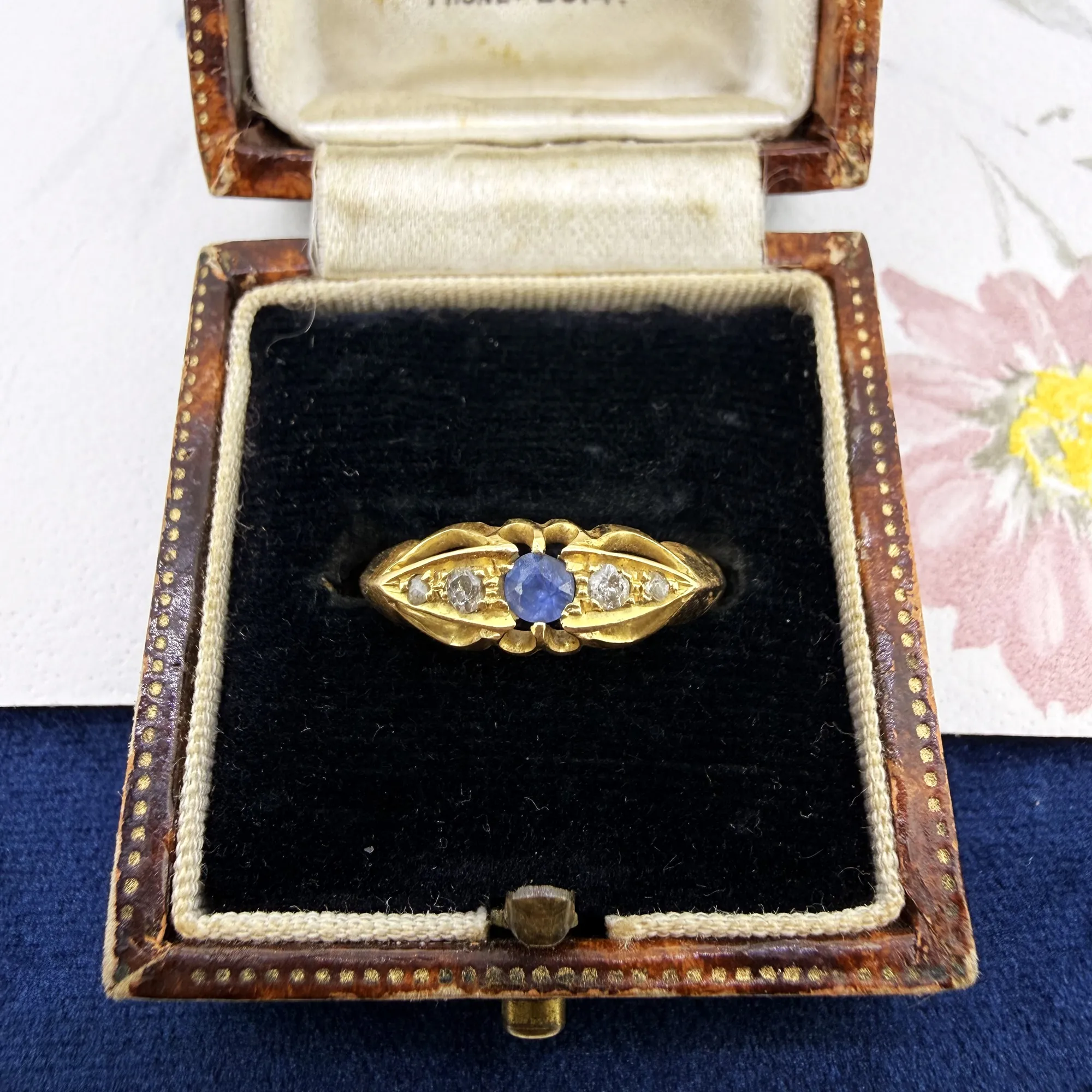 Antique 18ct Gold Sapphire and Diamond Ring — image 2
