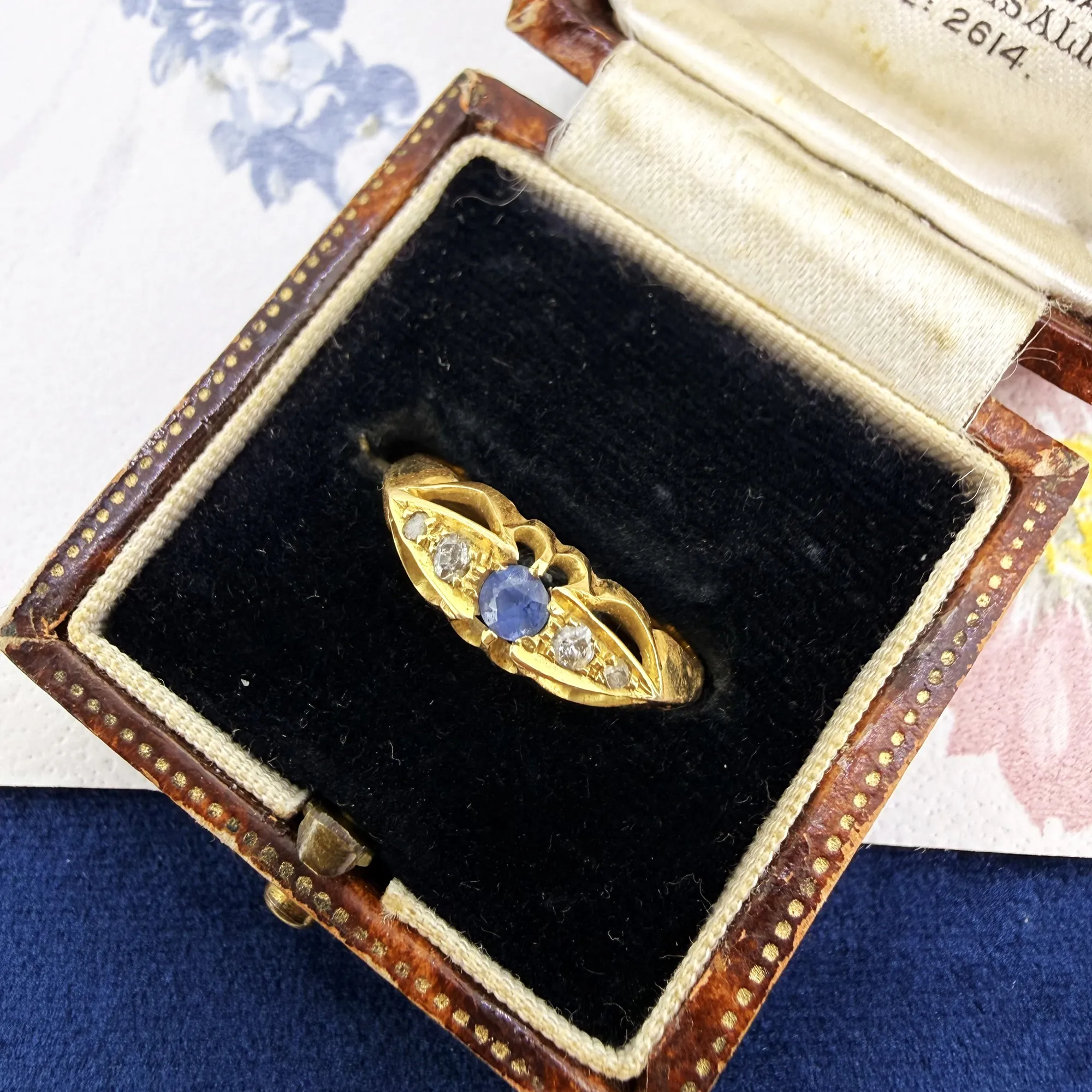 Antique 18ct Gold Sapphire and Diamond Ring — image 3
