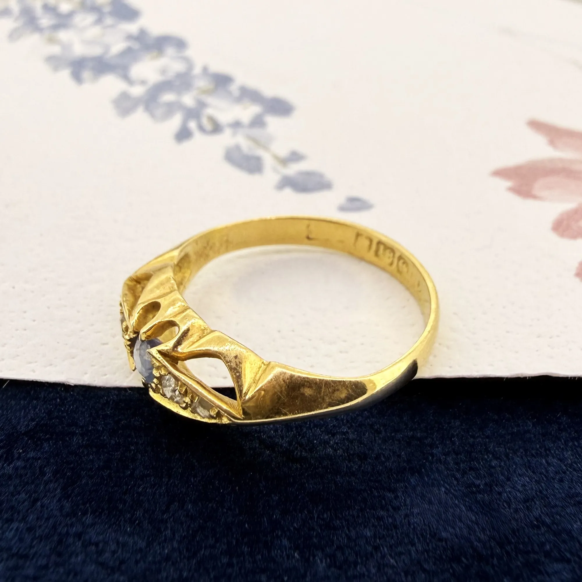 Antique 18ct Gold Sapphire and Diamond Ring — image 6