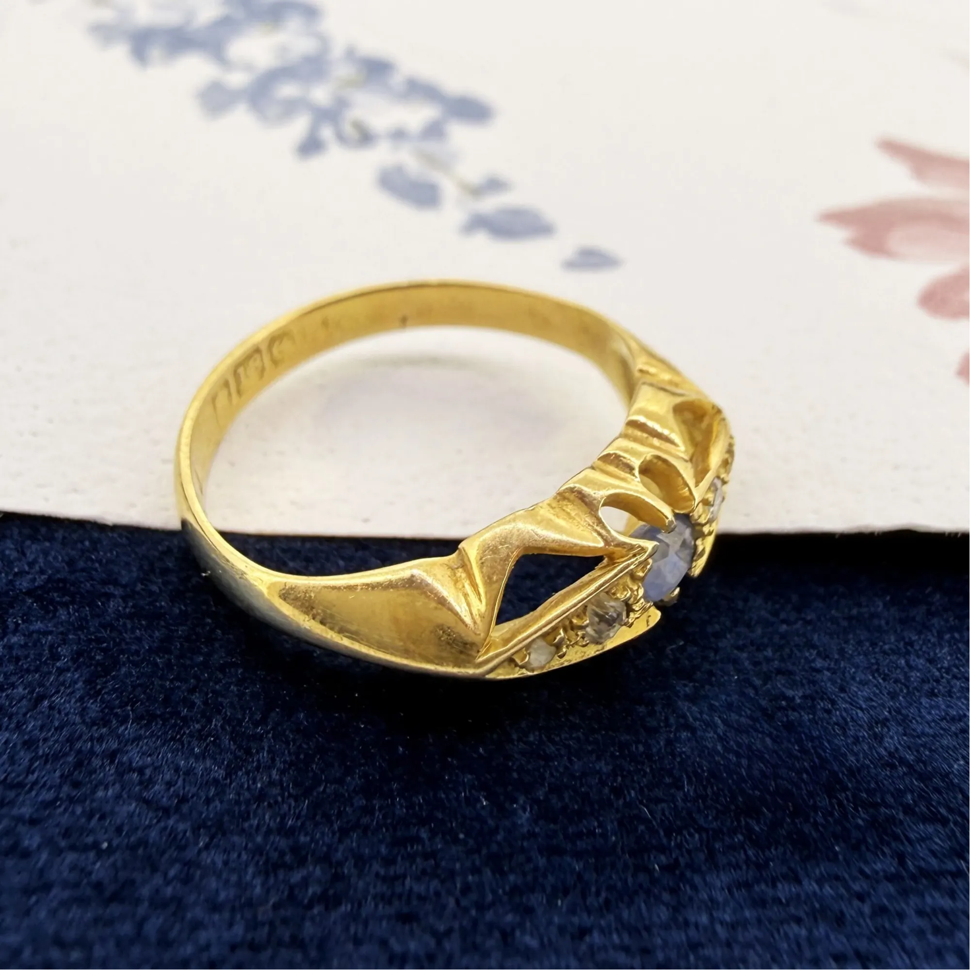 Antique 18ct Gold Sapphire and Diamond Ring — image 7