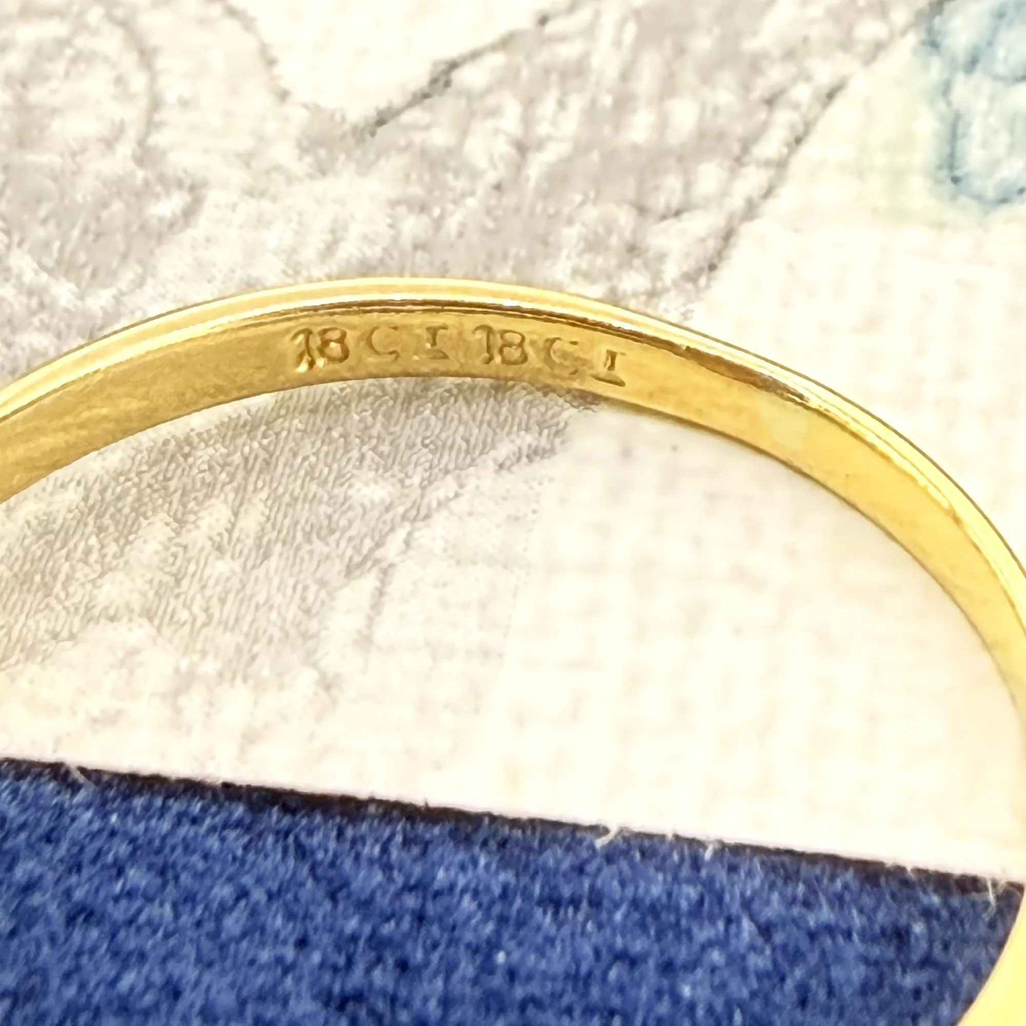 Antique 18ct Yellow Gold Sapphire & Diamond Five-Stone Boat Ring — image 8