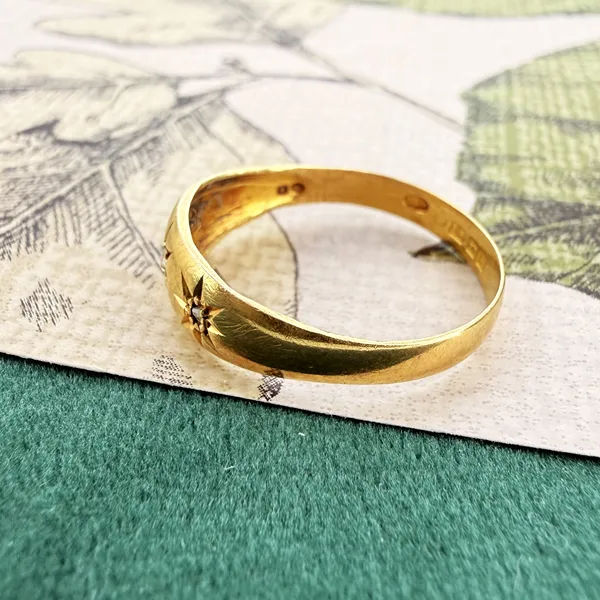 Birmingham 1915! Antique 18ct Yellow Gold Diamond Gypsy Ring — image 6