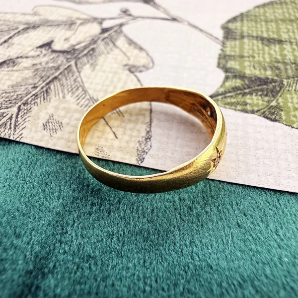 Birmingham 1915! Antique 18ct Yellow Gold Diamond Gypsy Ring — image 7