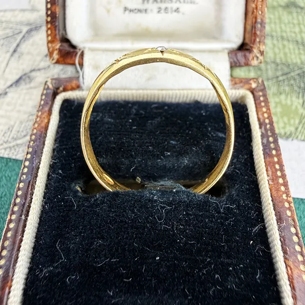 Birmingham 1915! Antique 18ct Yellow Gold Diamond Gypsy Ring — image 9