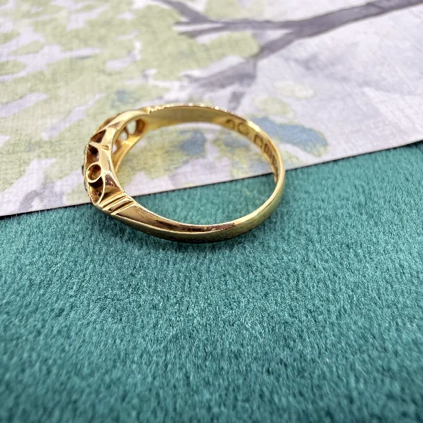 Birmingham 1912! Edwardian 18ct Gold Diamond Boat Ring — image 6