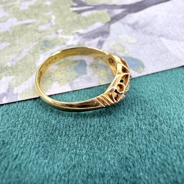 Birmingham 1912! Edwardian 18ct Gold Diamond Boat Ring — image 7