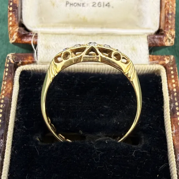 Birmingham 1912! Edwardian 18ct Gold Diamond Boat Ring — image 9