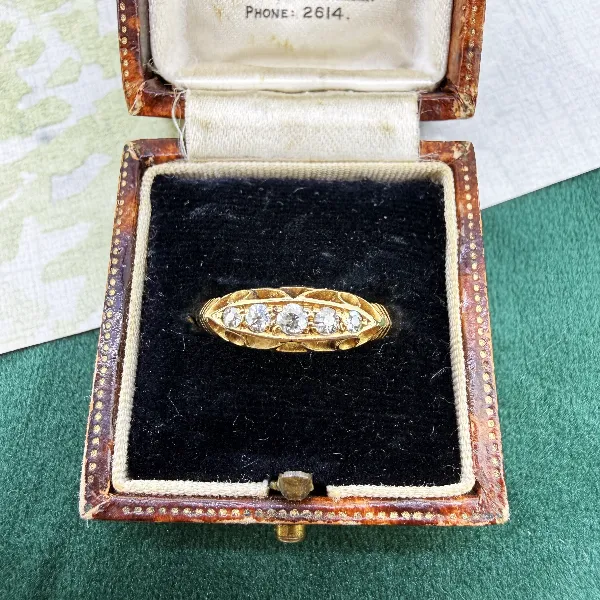Birmingham 1912! Edwardian 18ct Gold Diamond Boat Ring