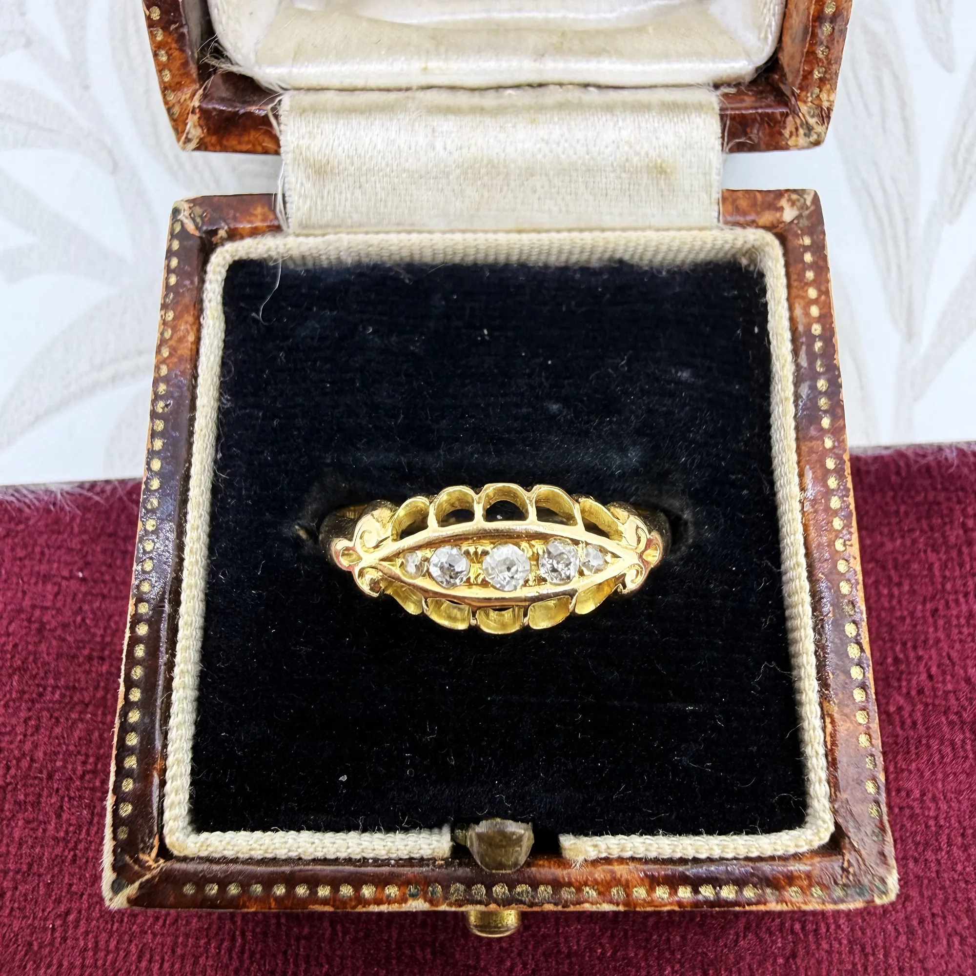 Edwardian 18ct Gold Diamond Boat Ring, Birmingham 1909 — image 2