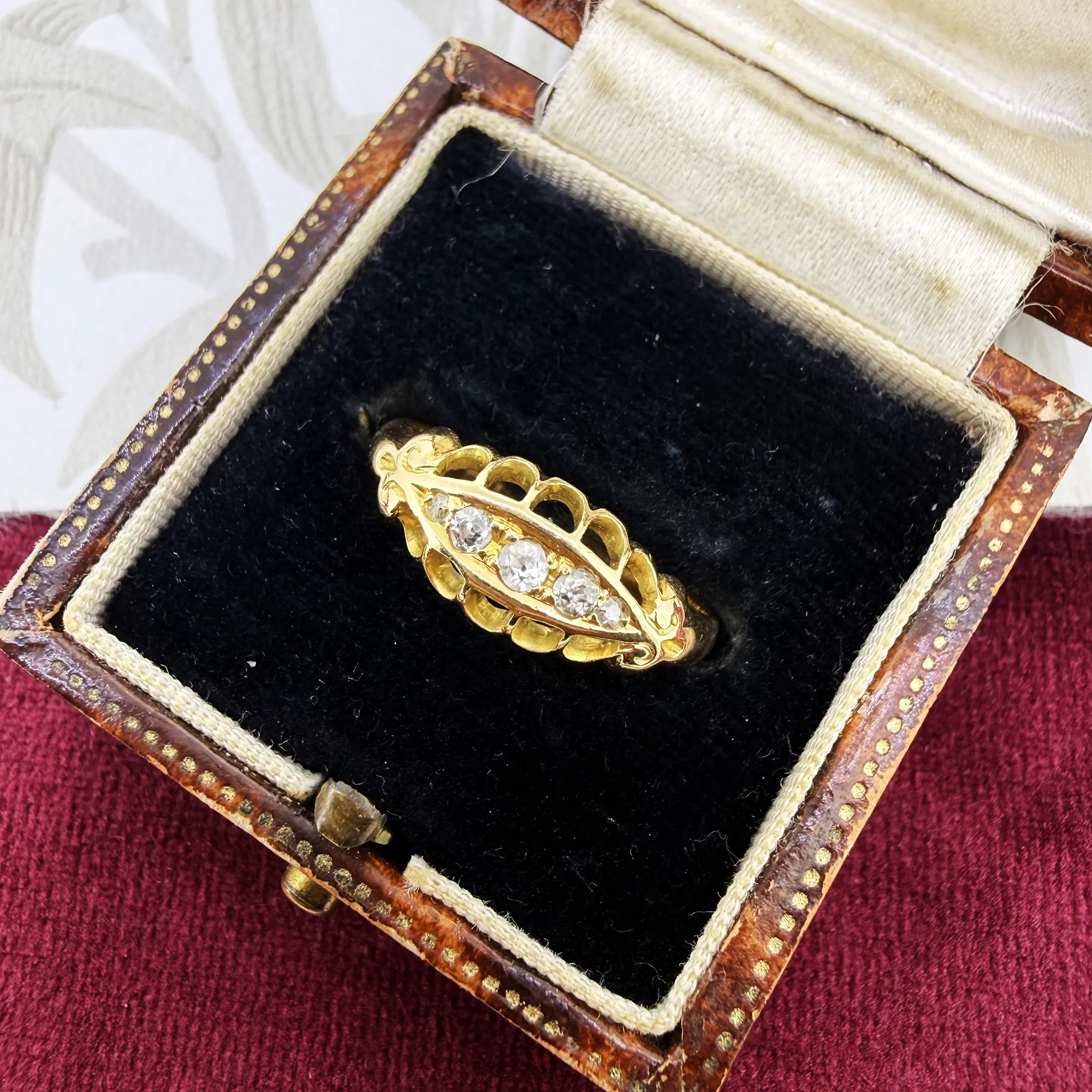 Edwardian 18ct Gold Diamond Boat Ring, Birmingham 1909 — image 3