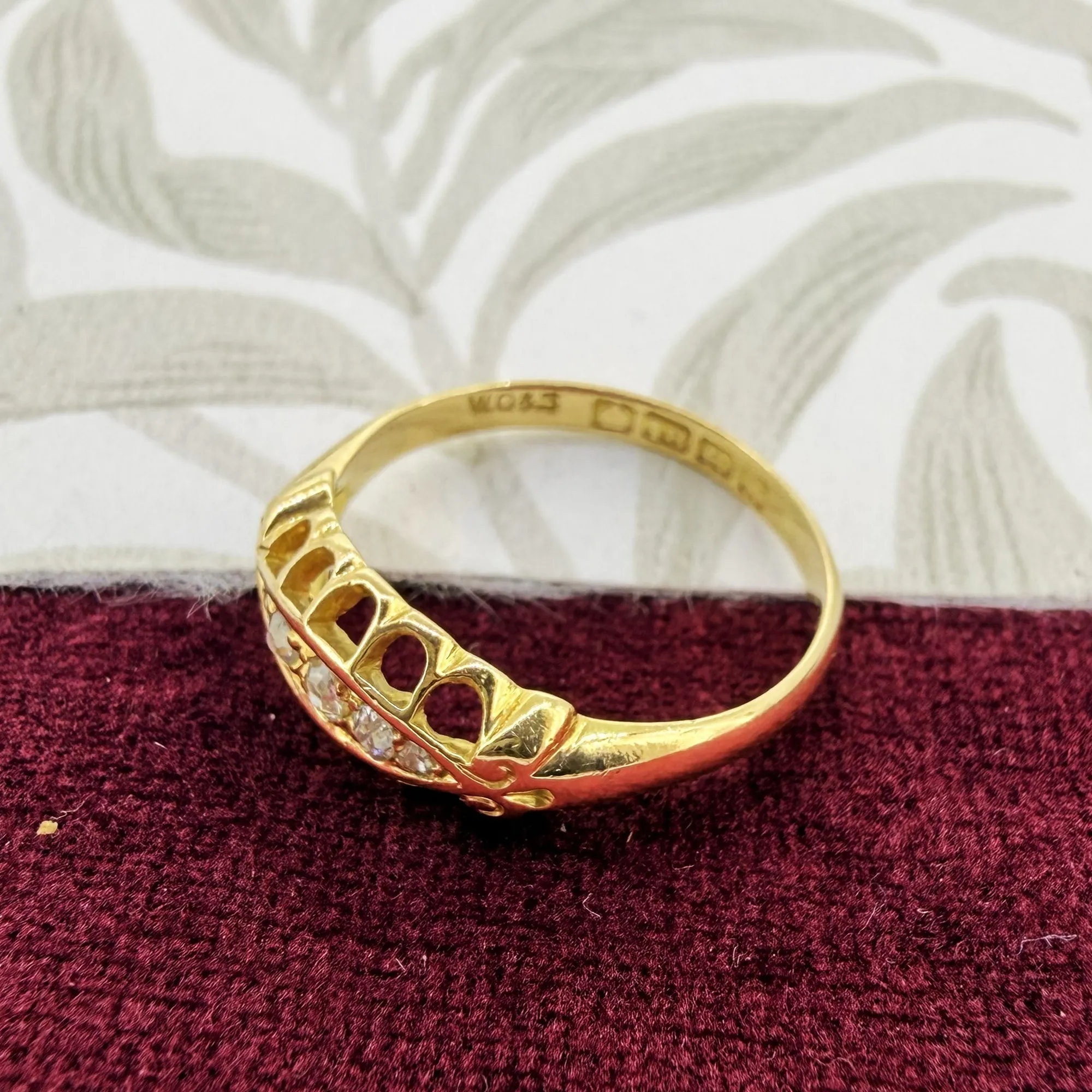 Edwardian 18ct Gold Diamond Boat Ring, Birmingham 1909 — image 6
