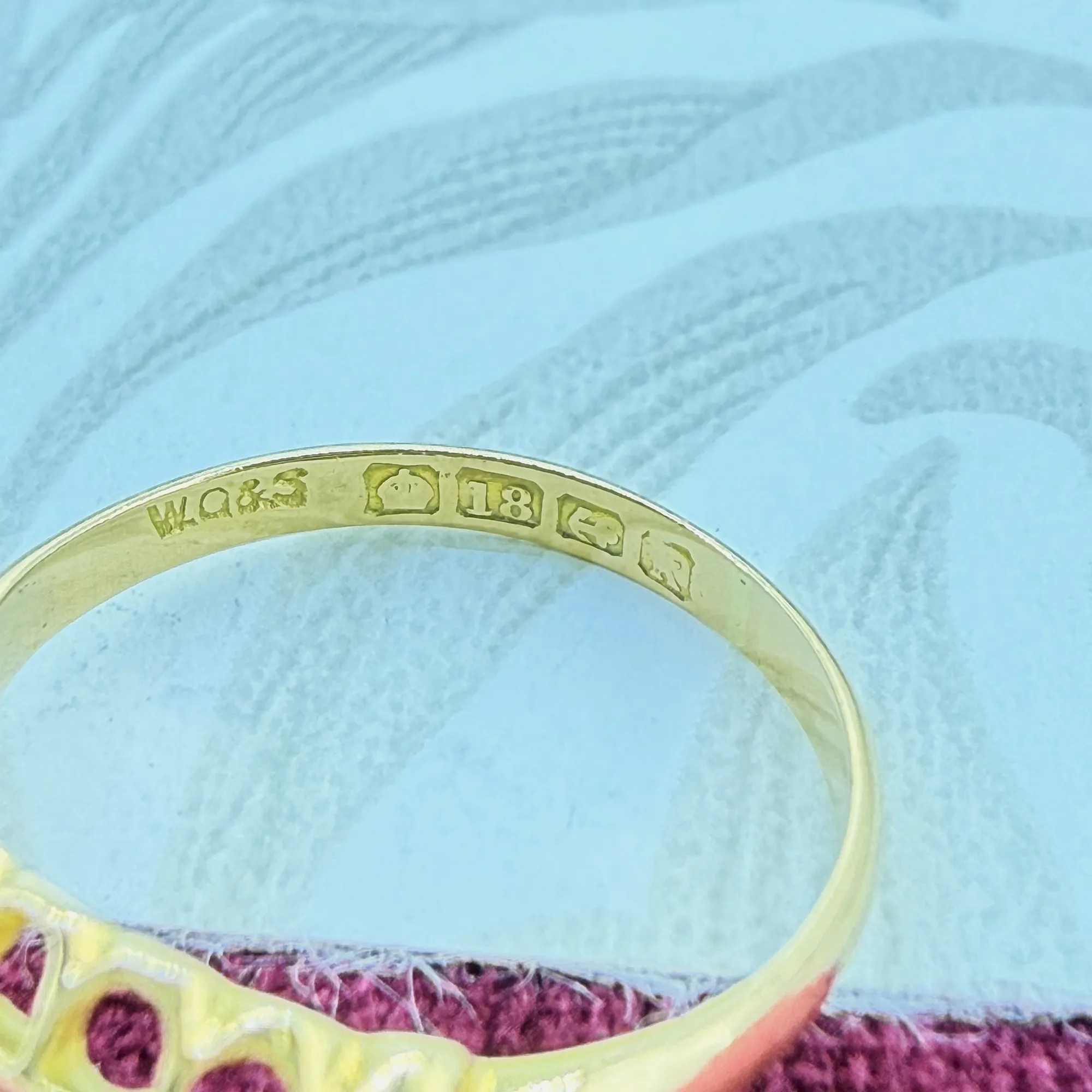 Edwardian 18ct Gold Diamond Boat Ring, Birmingham 1909 — image 8