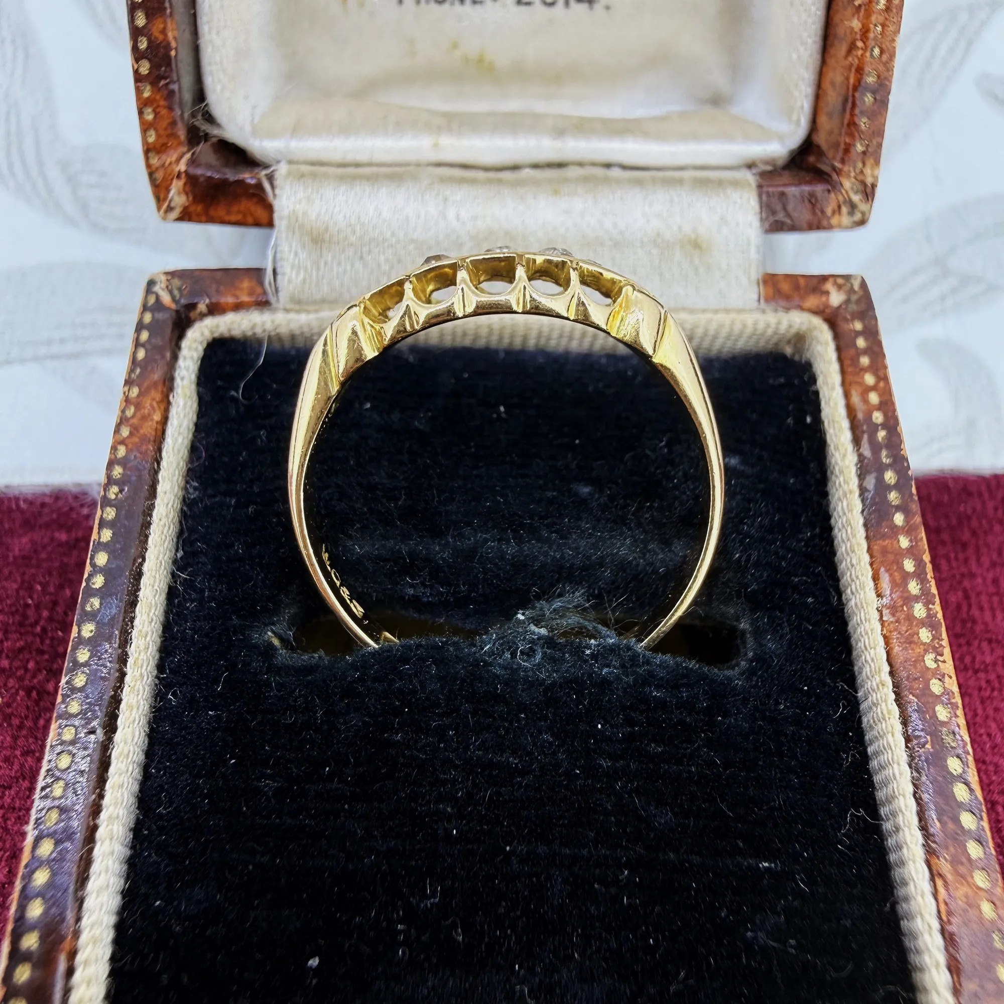 Edwardian 18ct Gold Diamond Boat Ring, Birmingham 1909 — image 9