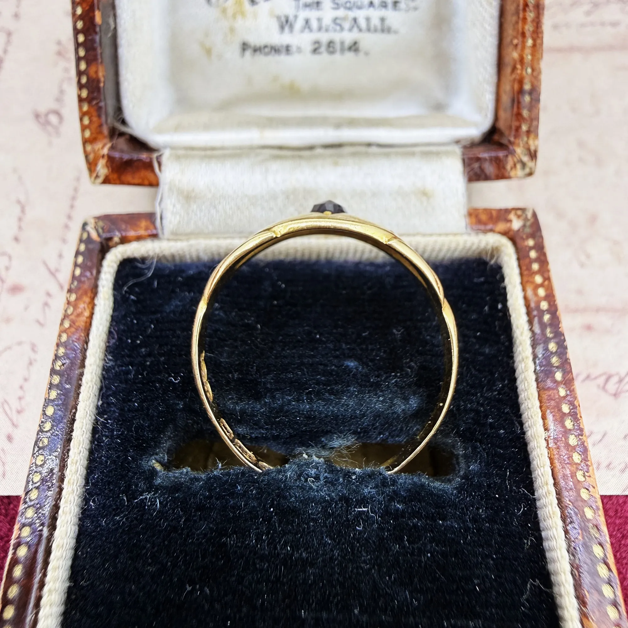 Edwardian 18ct Gold Garnet & Diamond Ring, Birmingham 1906 — image 9