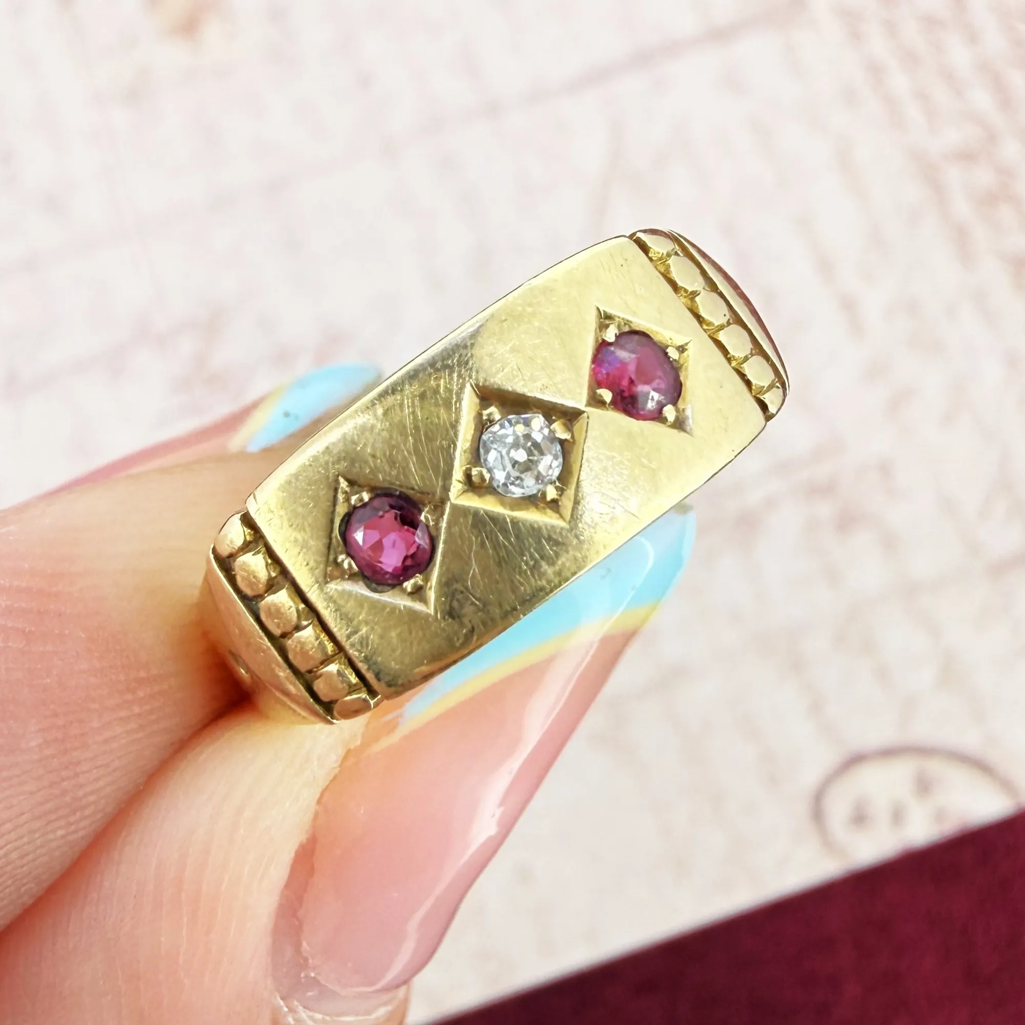 Victorian 15ct Gold Ruby & Diamond Ring, Birmingham 1889 — image 5